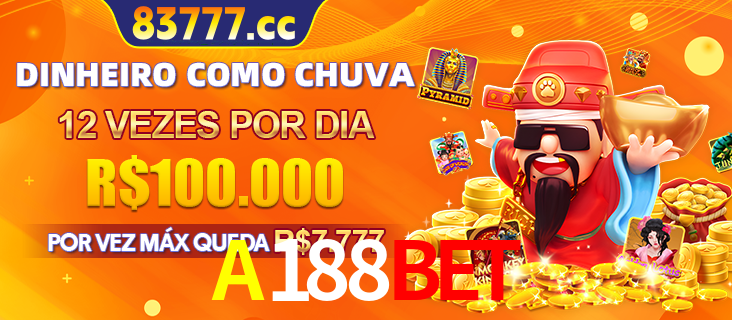 Banner do programa de recompensas Recomende para amigos do A188BET, detalhando os bônus por convidar amigos, com prêmios que chegam a R$288.888.