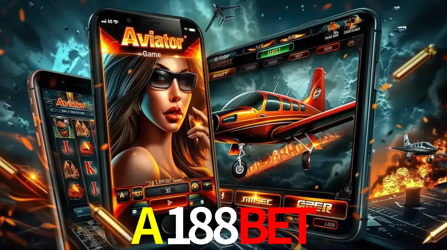 O popular jogo de apostas Aviator exibido em vários celulares e tablets, mostrando a interface emocionante e a ação de voo disponíveis para jogar agora no A188BET.